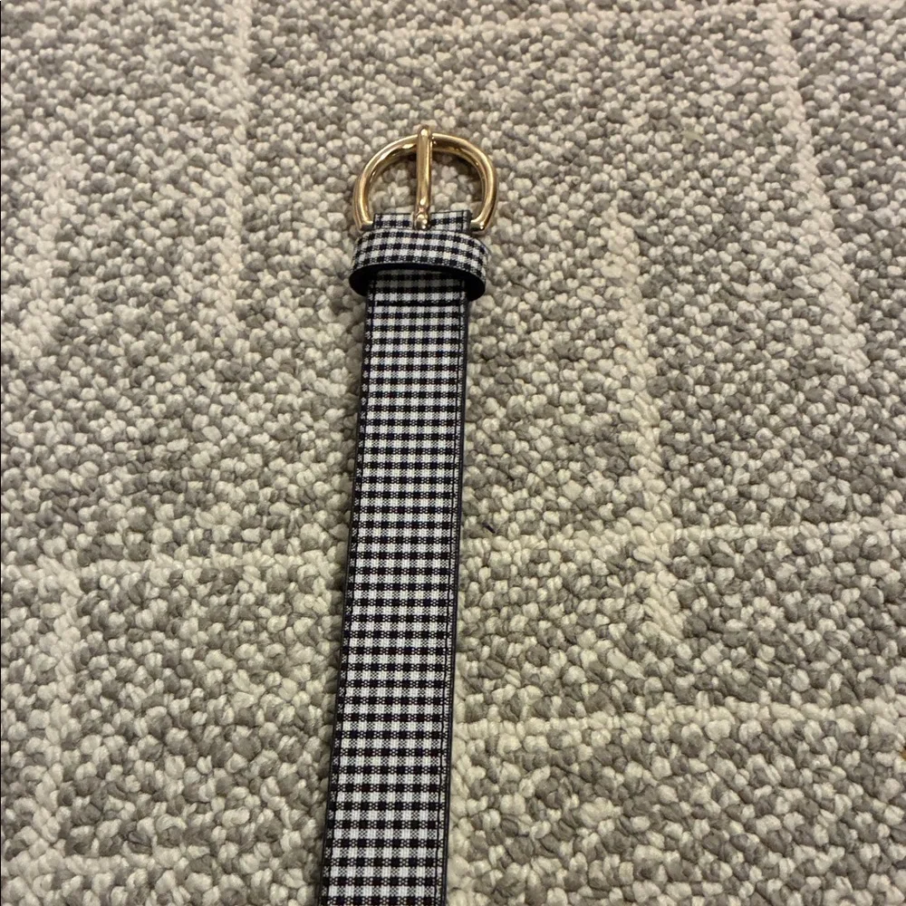 Elegant Ann Taylor checkered Belt with Gold Buckle - Picture 2 of 4